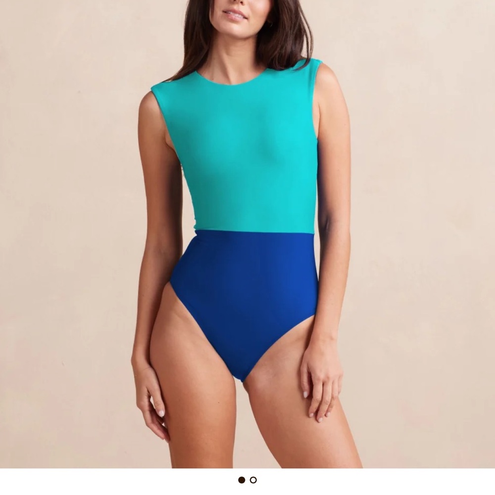 Summersalt Blue One Piece Swimsuit with Color Block Design